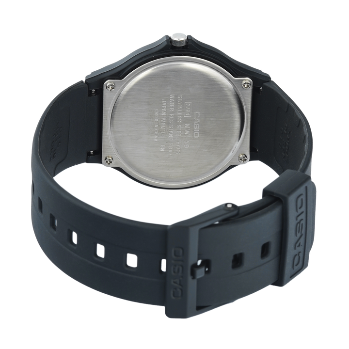 Jam Tangan Casio MW-59-7E Men White Dial Black Resin Band