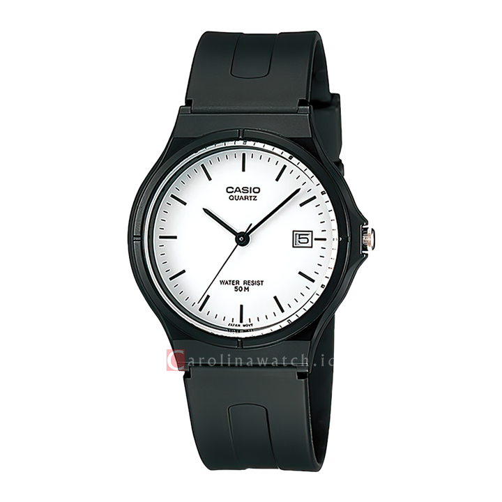 Jam Tangan Casio MW-59-7E Men White Dial Black Resin Band