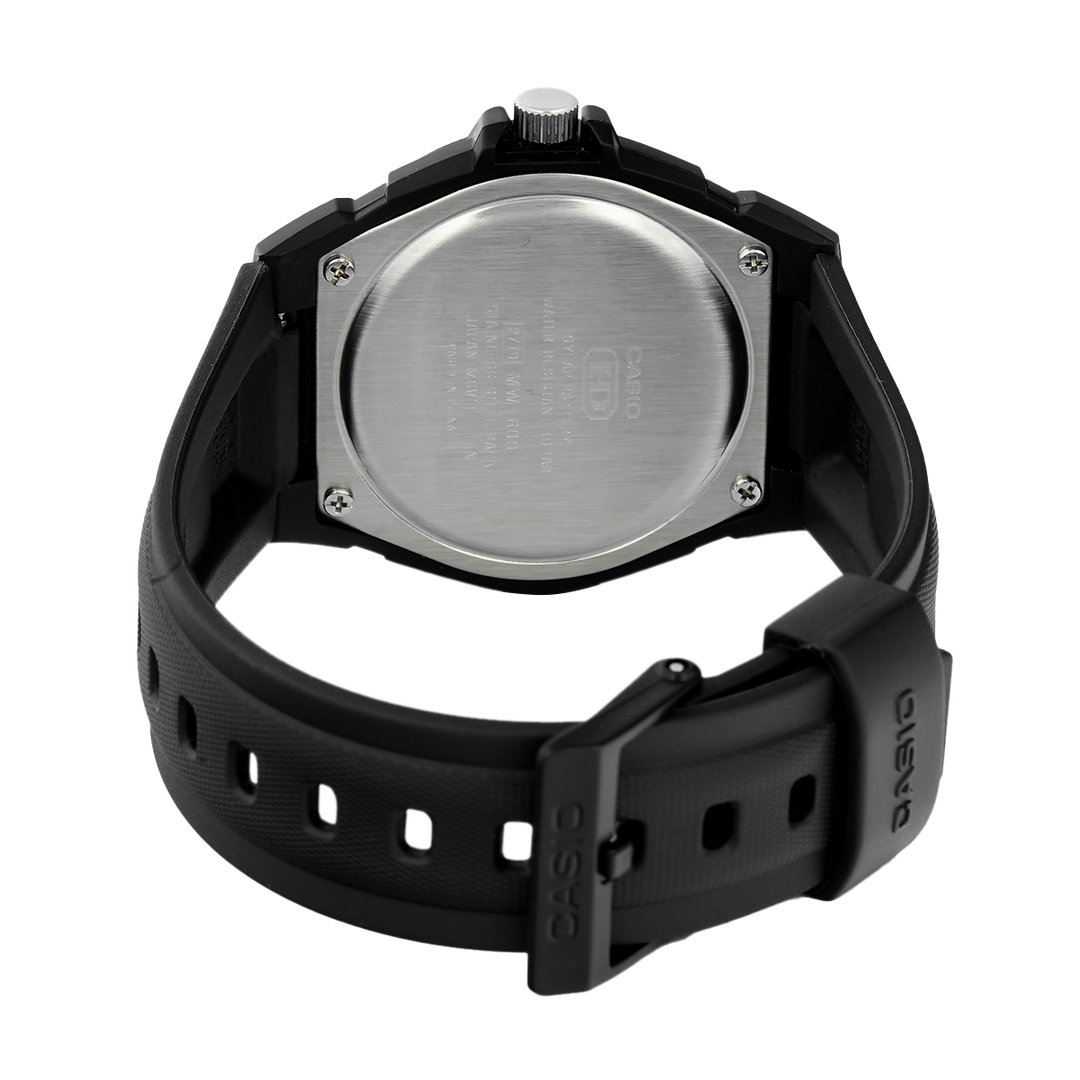 Jam Tangan Casio General MW-600F-1A Men Black Dial Black Resin Band