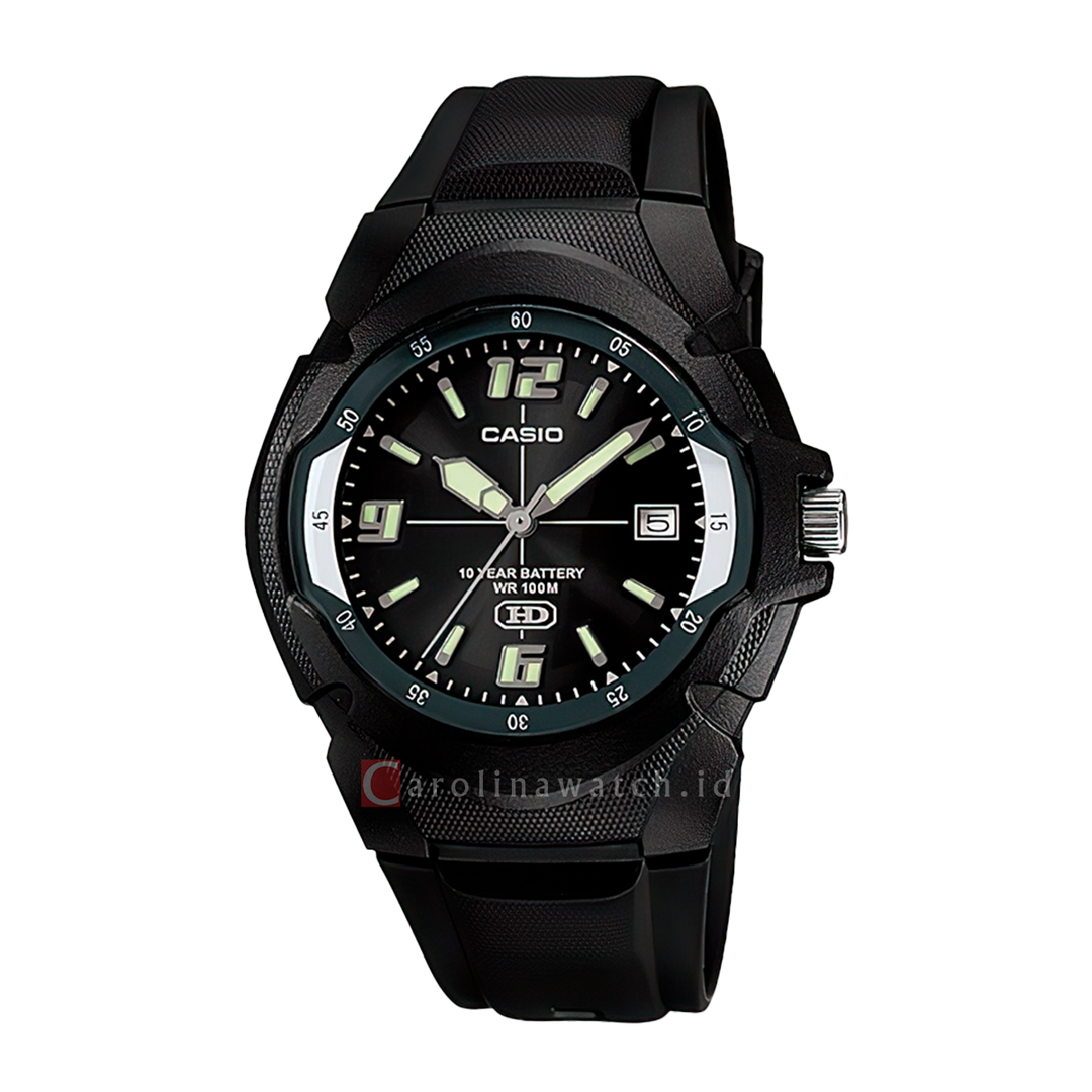 Jam Tangan Casio General MW-600F-1A Men Black Dial Black Resin Band