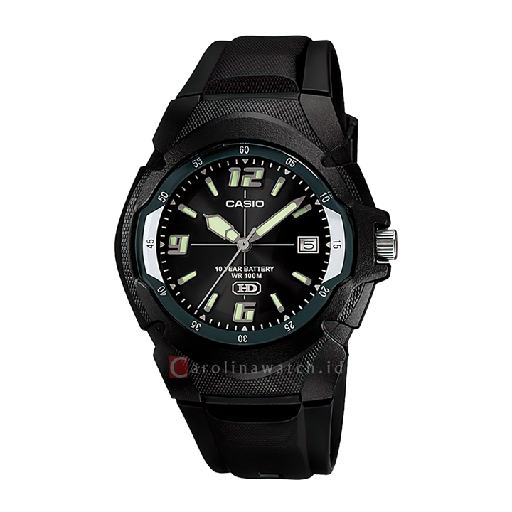 Jam Tangan Casio General MW-600F-1A Men Black Dial Black Resin Band