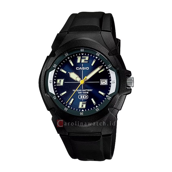 Jam Tangan Casio General MW-600F-2A Men Blue Dial Black Resin Band