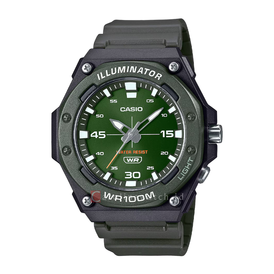 Jam Tangan Casio General MW-620H-3A Men Green Dial Black Resin Band