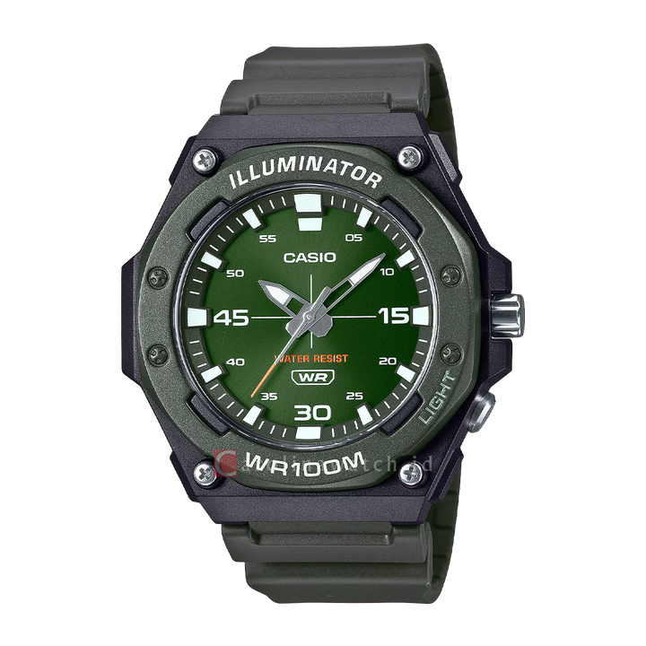 Jam Tangan Casio General MW-620H-3A Men Green Dial Black Resin Band