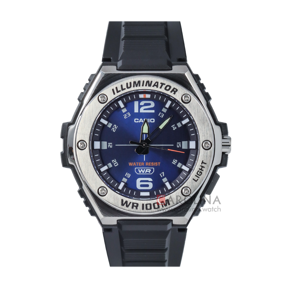 Jam Tangan Casio MWA-100H-2A Blue Dial Black Resin Band