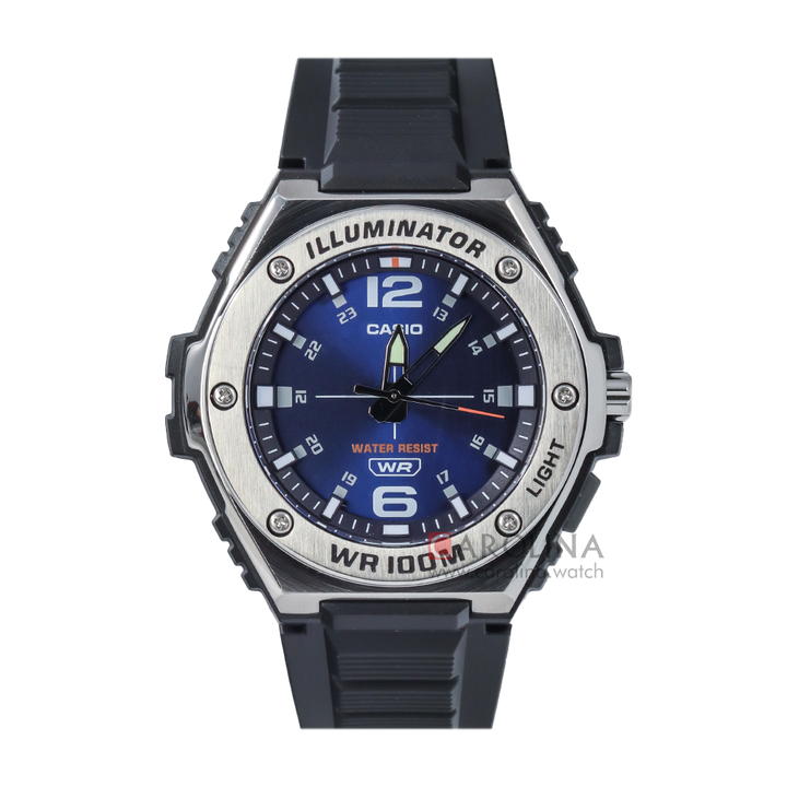 Jam Tangan Casio MWA-100H-2A Blue Dial Black Resin Band