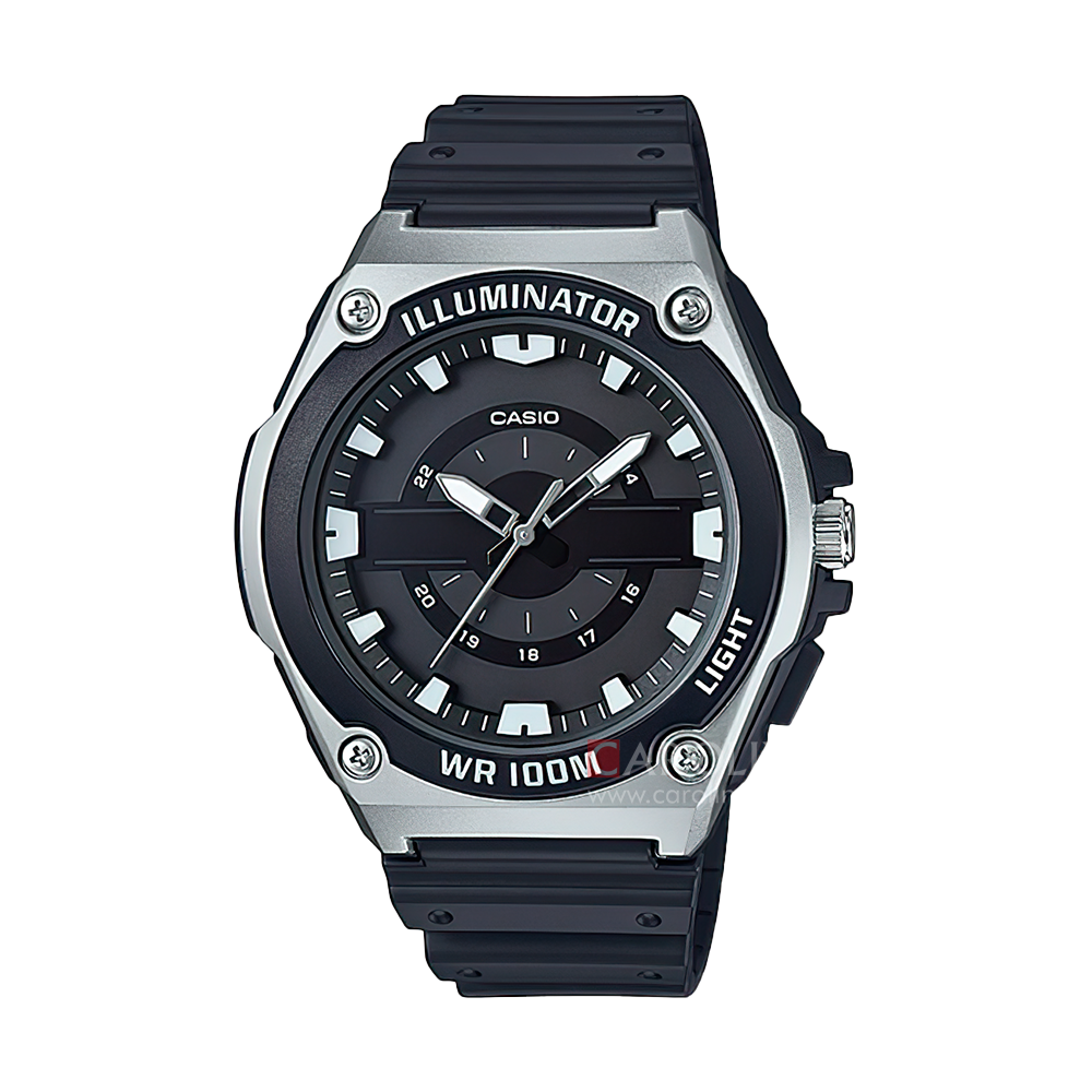 Jam Tangan Casio MWC-100H-1A Men Illuminator Black Dial Black Resin Band