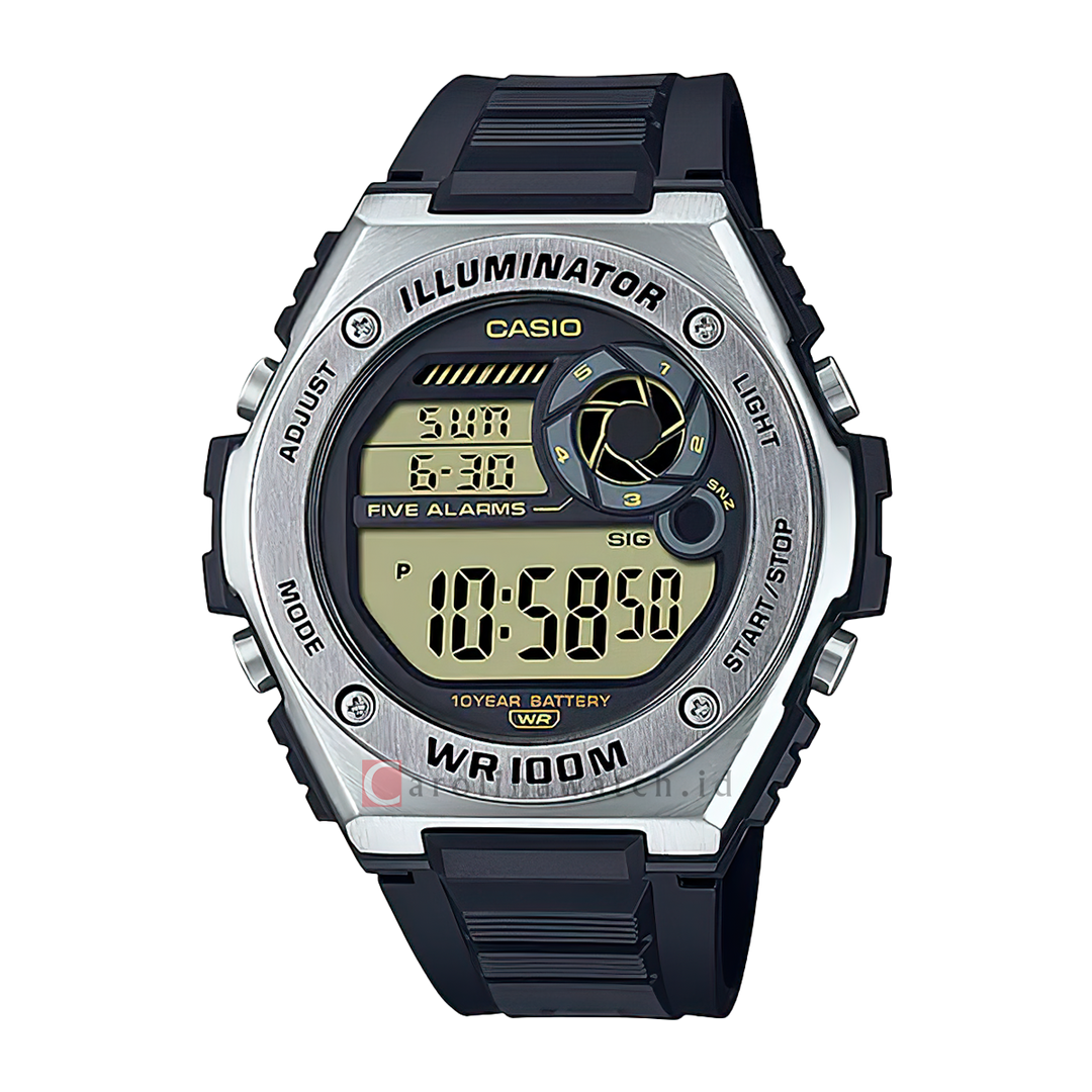 Jam Tangan Casio MWD-100H-9A Men Illumination Digital Dial Grey Resin Band