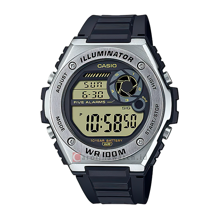 Jam Tangan Casio MWD-100H-9A Men Illumination Digital Dial Grey Resin Band