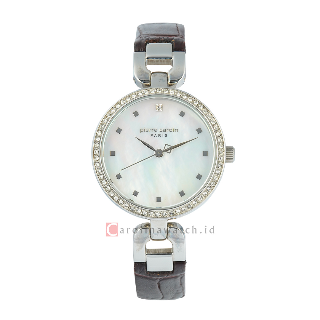 Jam Tangan Pierre Cardin PC108172F01 Women White MOP Dial Black Leather Strap
