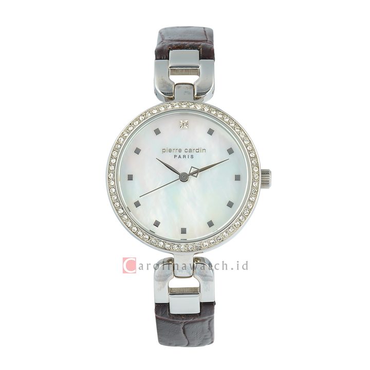 Jam Tangan Pierre Cardin PC108172F01 Women White MOP Dial Black Leather Strap