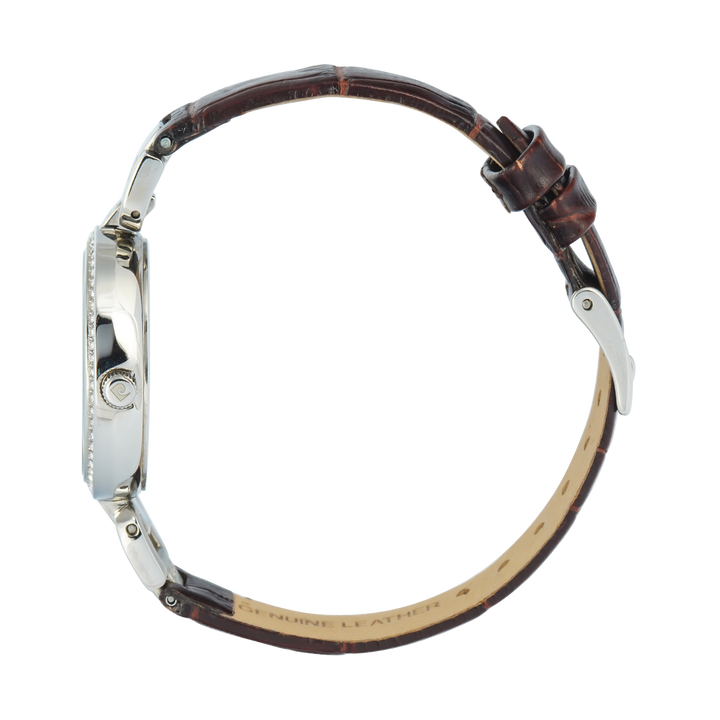 Jam Tangan Pierre Cardin PC108172F01 Women White MOP Dial Black Leather Strap