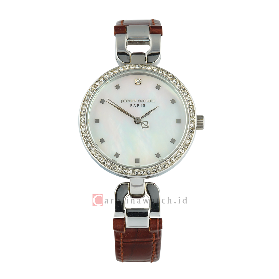 Jam Tangan Pierre Cardin PC108172F01 Women White MOP Dial Brown Leather Strap