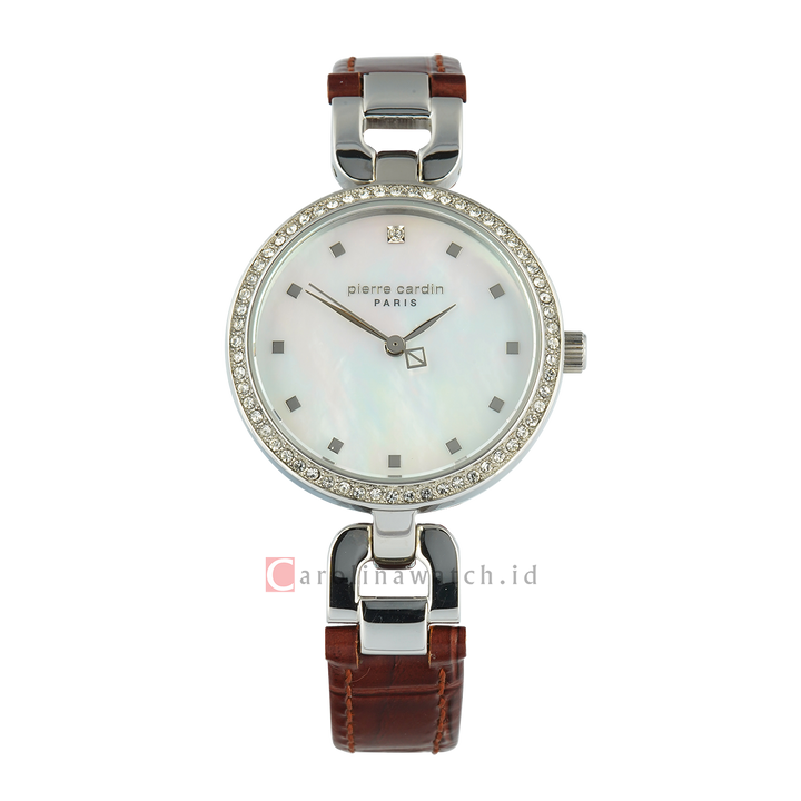 Jam Tangan Pierre Cardin PC108172F01 Women White MOP Dial Brown Leather Strap