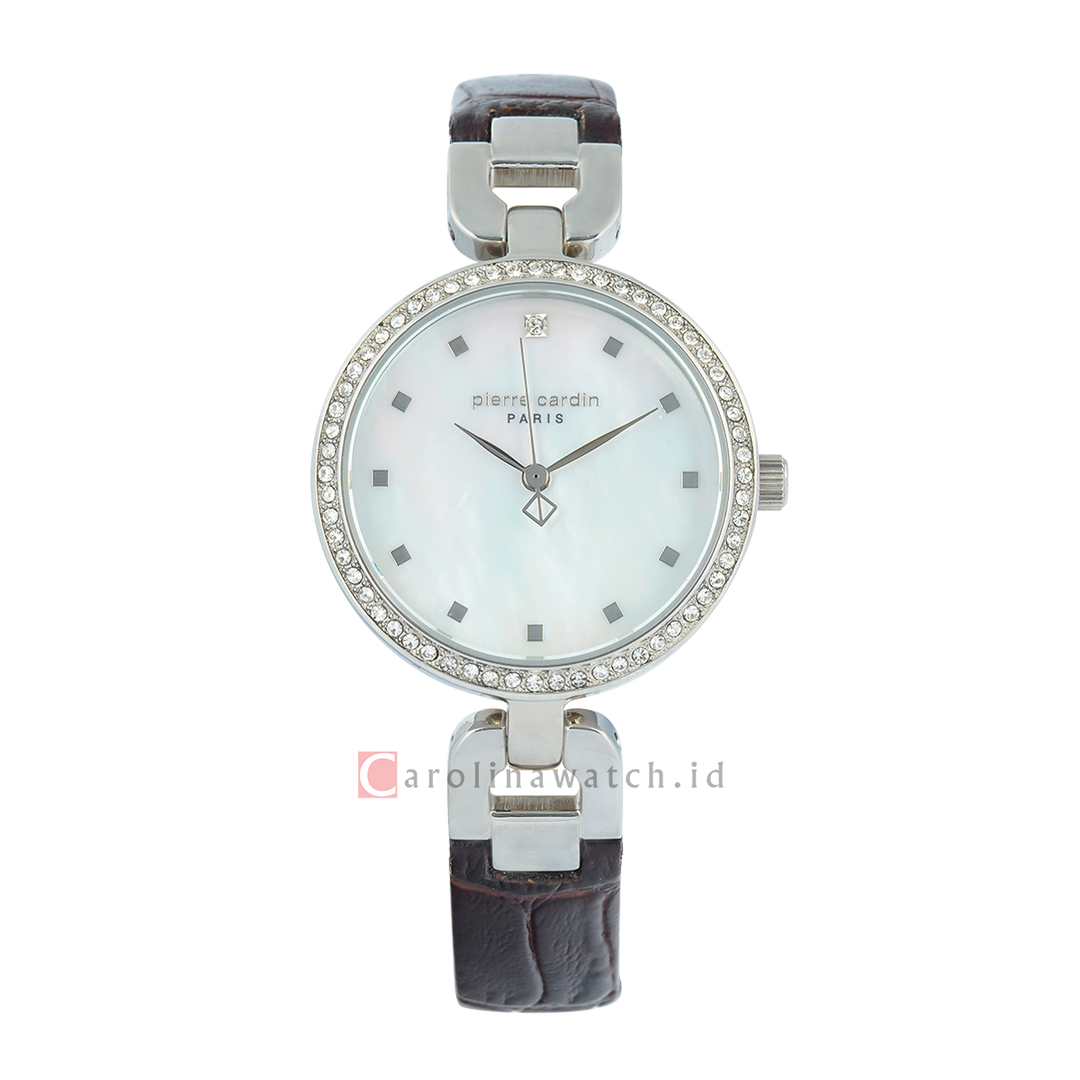 Jam Tangan Pierre Cardin PC108172F01 Women White MOP Dial Black Leather Strap