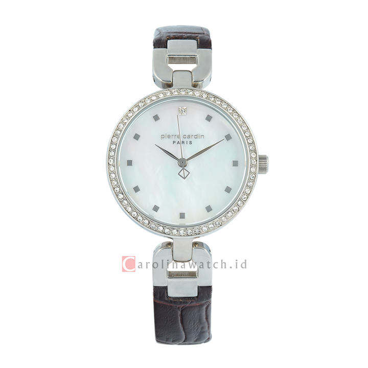 Jam Tangan Pierre Cardin PC108172F01 Women White MOP Dial Black Leather Strap