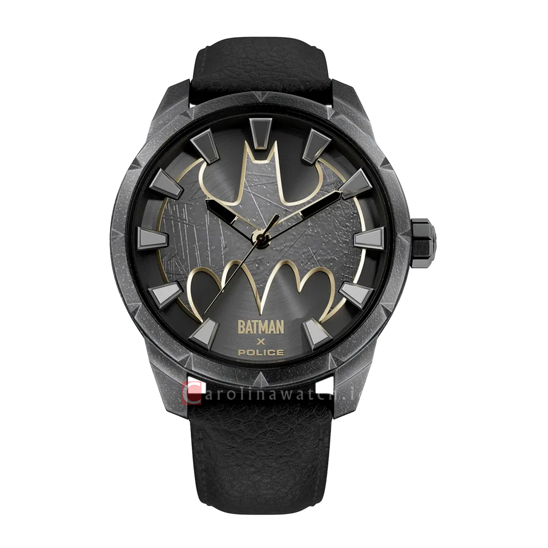 Jam Tangan Police X Batman PEWGA0075501 Men Black Dial Black Leather Strap Limited Edition