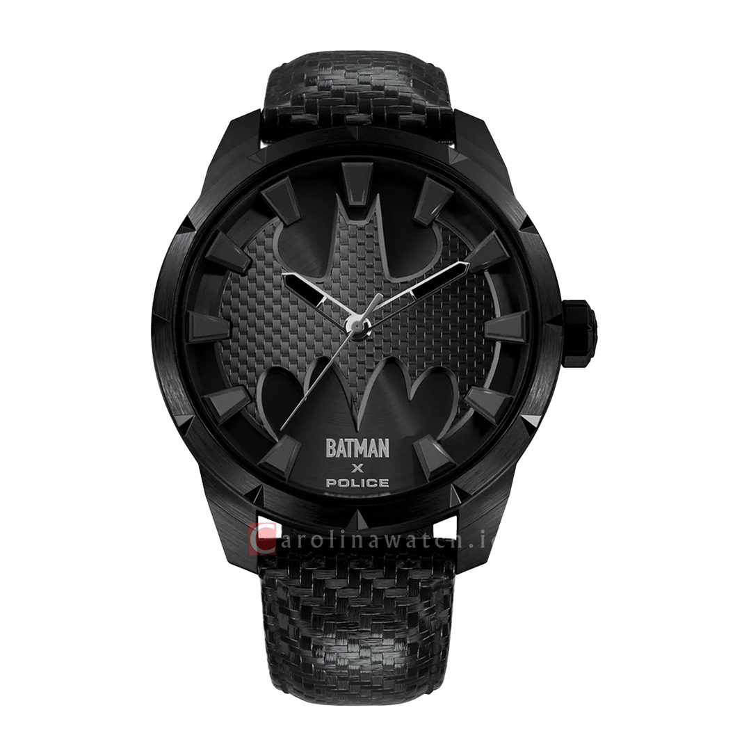 Jam Tangan Police X Batman PEWGA0075502 Men Black Dial Black Leather Strap Limited Edition