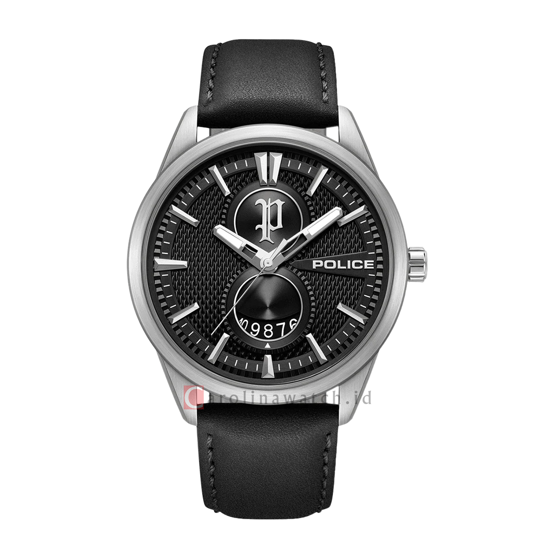 Jam Tangan Police Styleshift PEWGB0092601 Men Black Dial Black Leather Strap