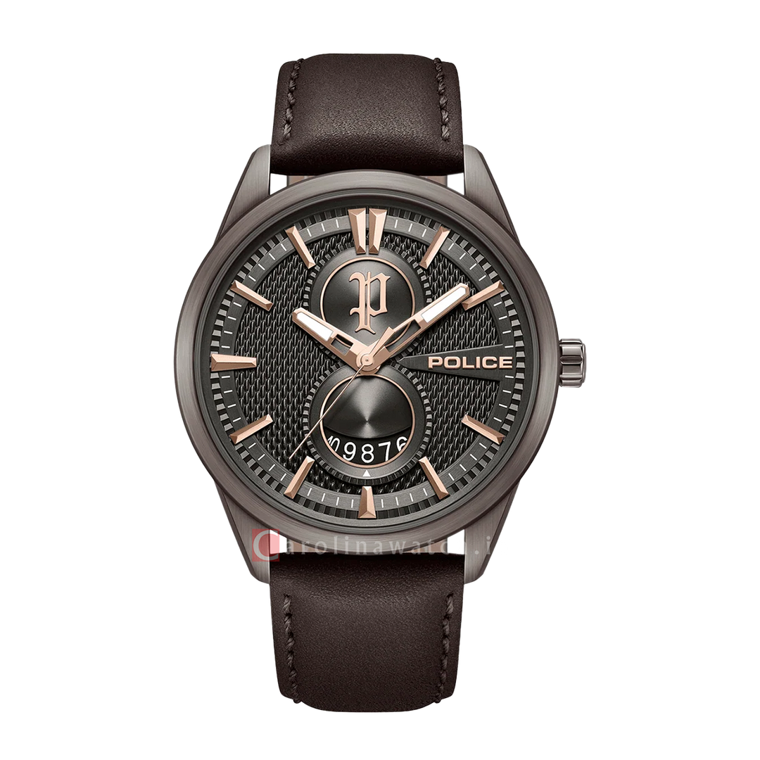Jam Tangan Police Styleshift PEWGB0092603 Men Brown Dial Brown Leather Strap