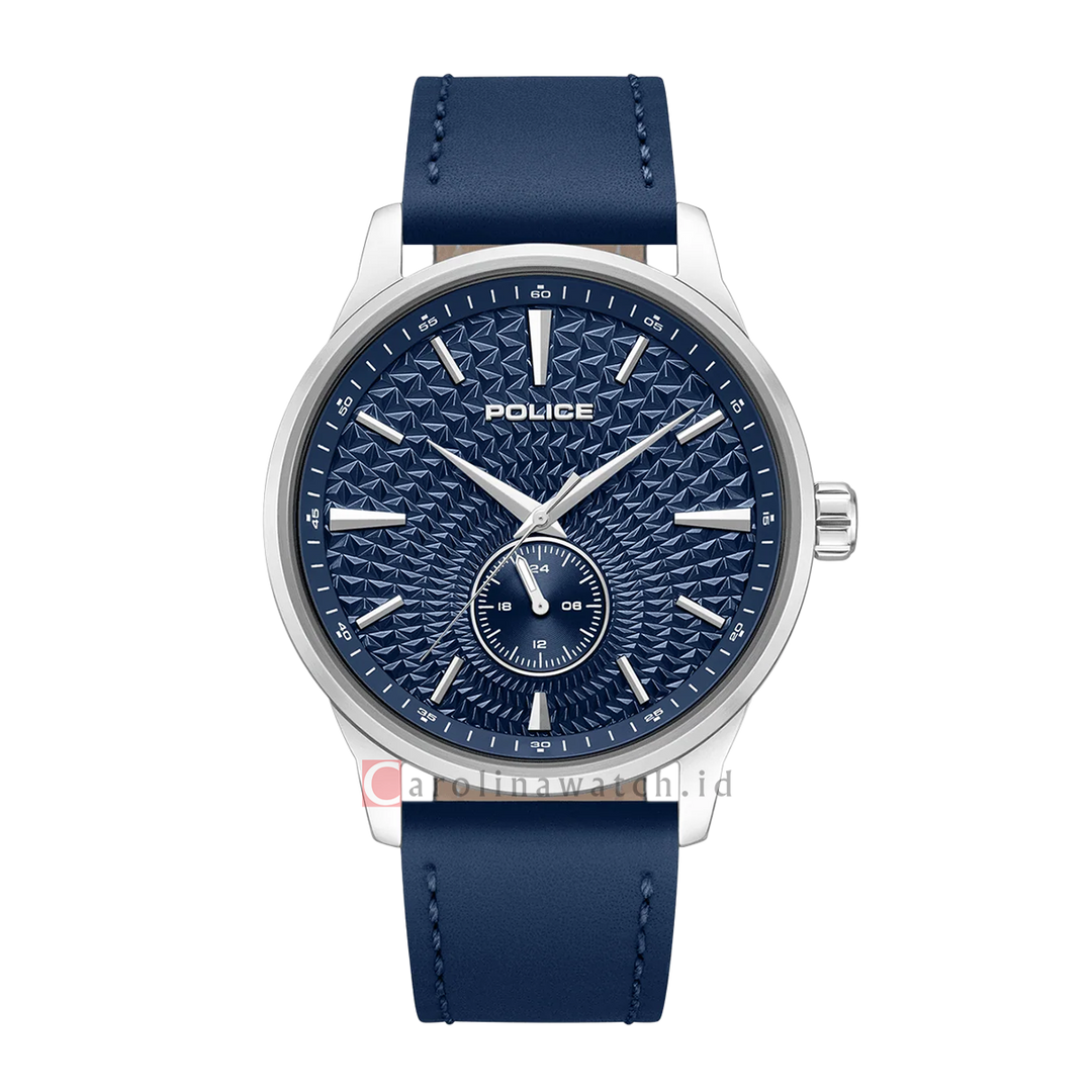 Jam Tangan Police Jet PEWGF0093602 Men Blue Dial Blue Leather Strap