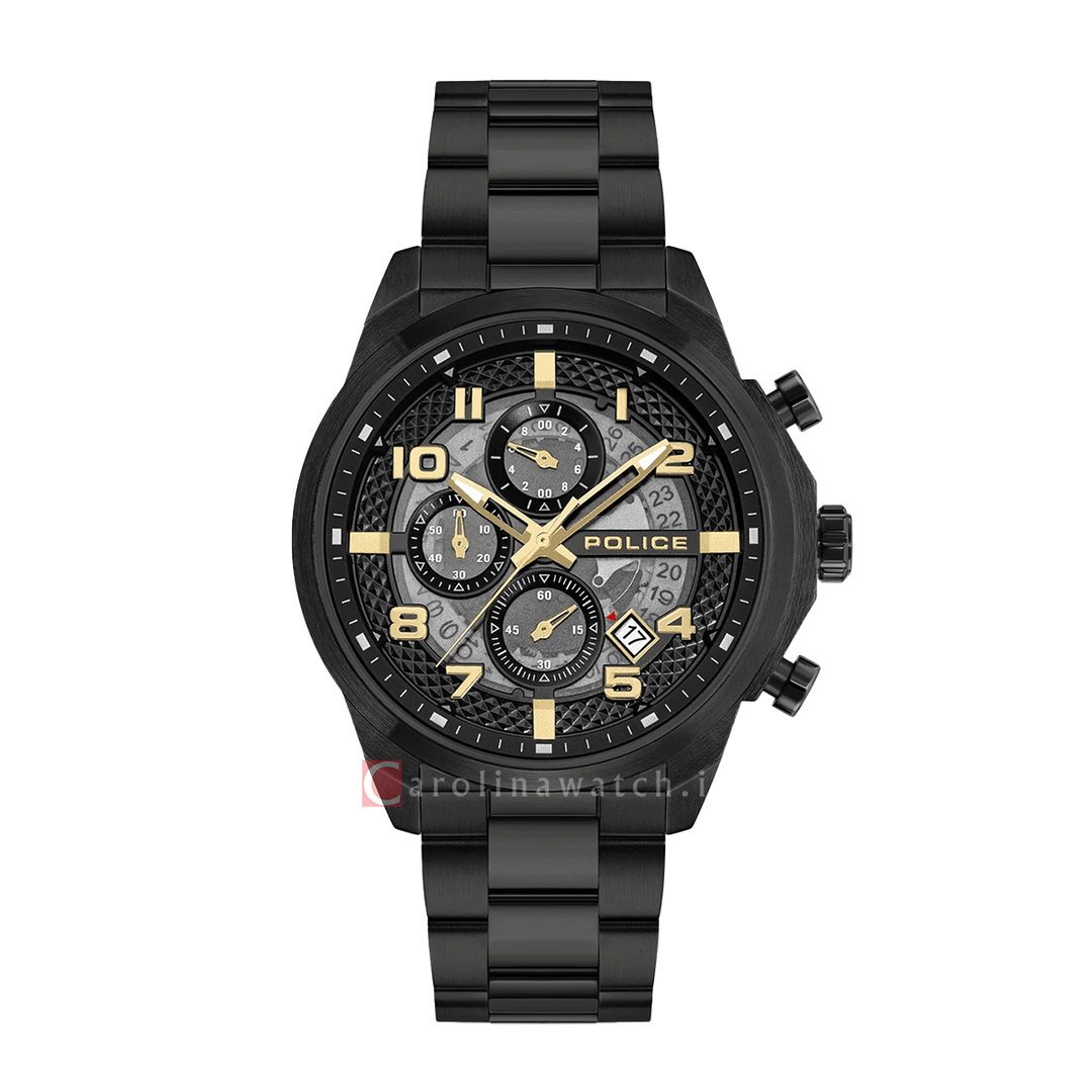 Jam Tangan Police Soul PEWGK0053902 Men Black Dial Black Stainless Steel Strap