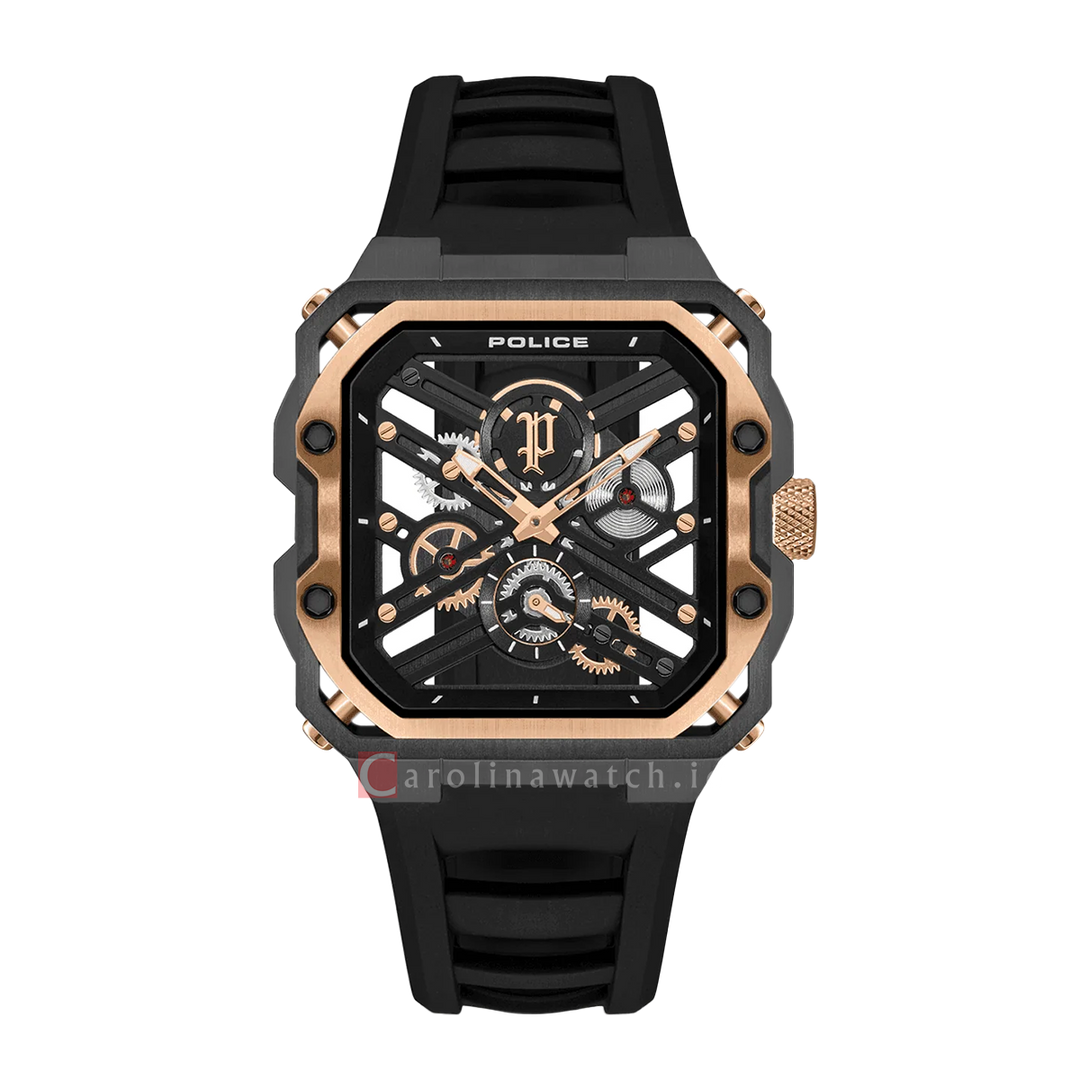 Jam Tangan Police Disruptor PEWGM0072002 Men Analog Dial Black SIlicone Strap
