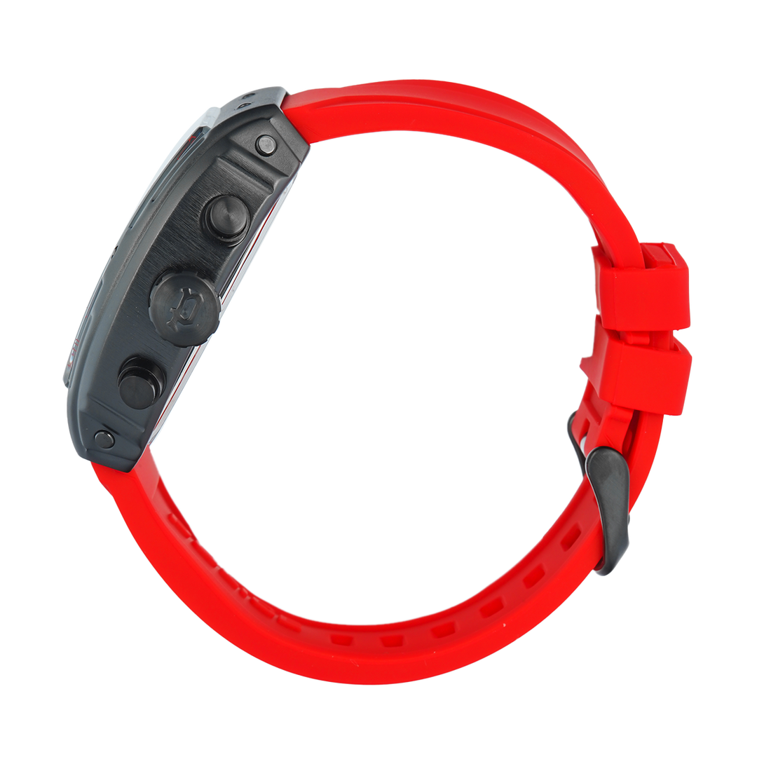 Jam Tangan Police Coswig PEWGO0063105 Men Black Dial Red Rubber Strap