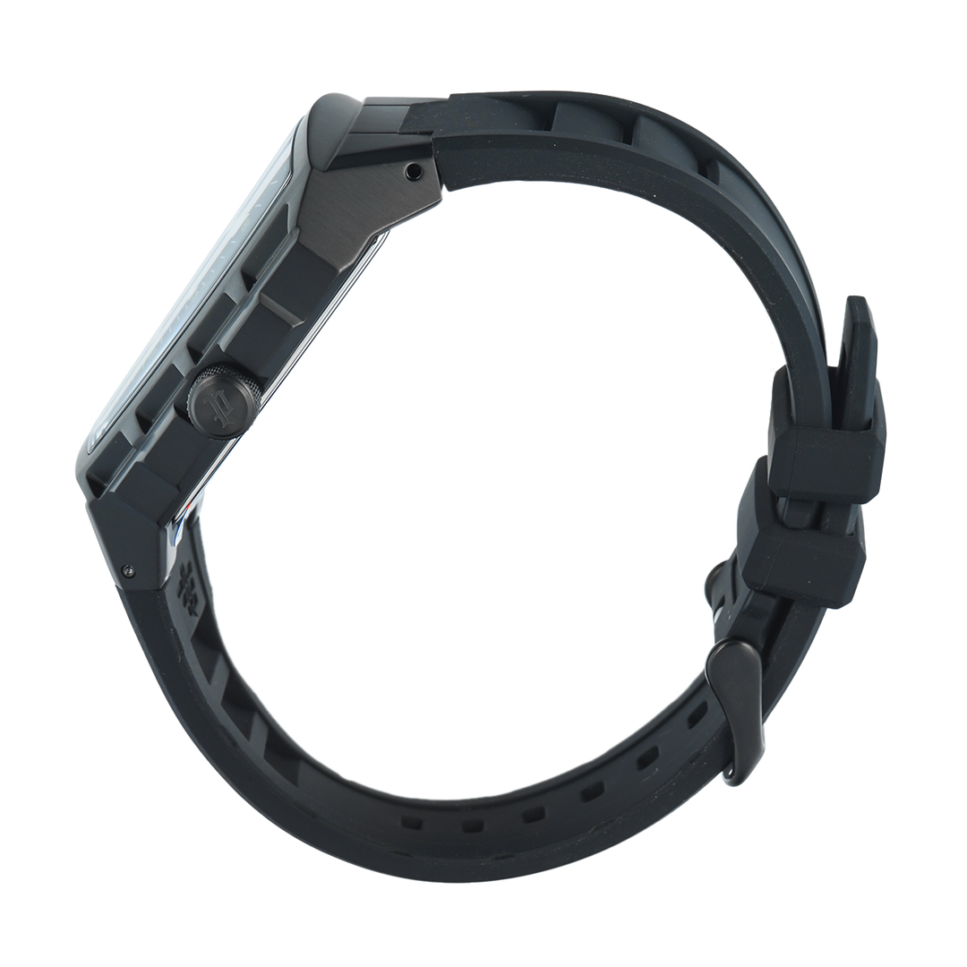 Jam Tangan Police Tough Gear PEWGQ0056801 Men Black Dial Black Rubber Strap