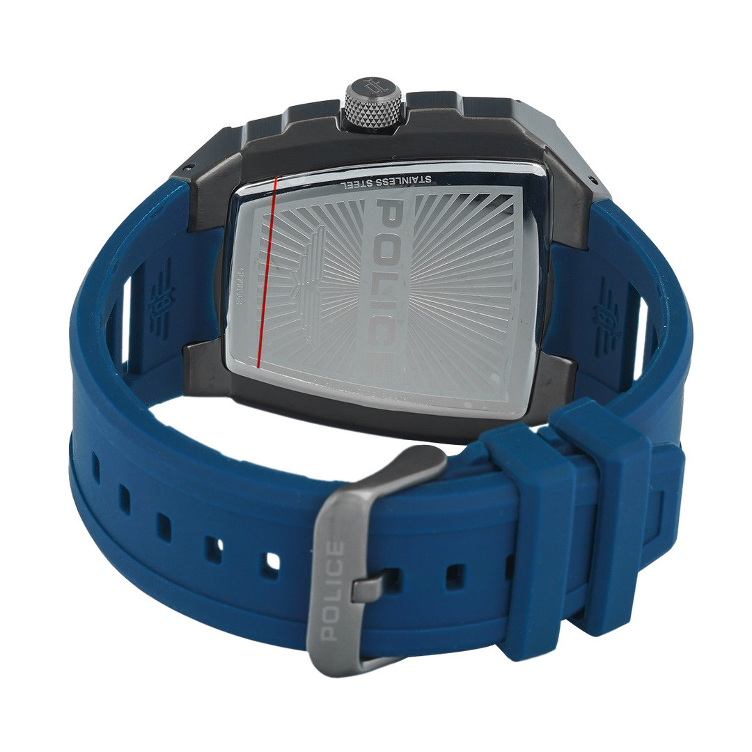 Jam Tangan Police Tough Gear PEWGQ0056806 Men Blue Dial Blue Rubber Strap
