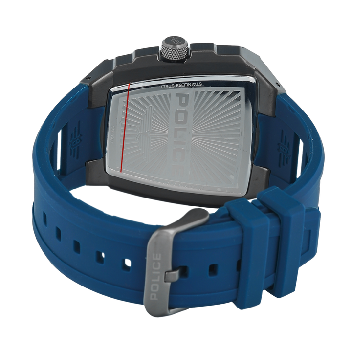 Jam Tangan Police Tough Gear PEWGQ0056806 Men Blue Dial Blue Rubber Strap