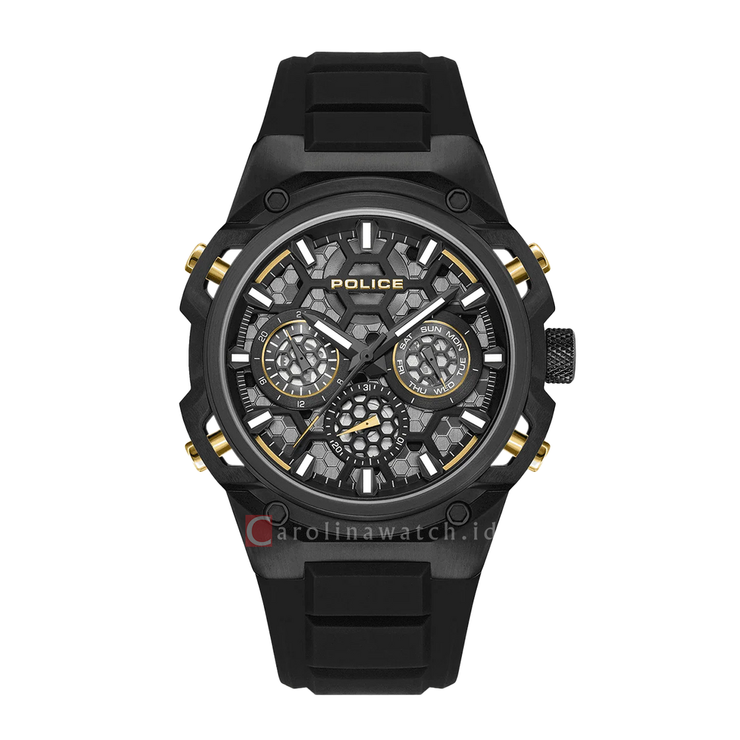 Jam Tangan Police Challenger PEWGQ0071901 Men Analog Dial Black SIlicone Strap