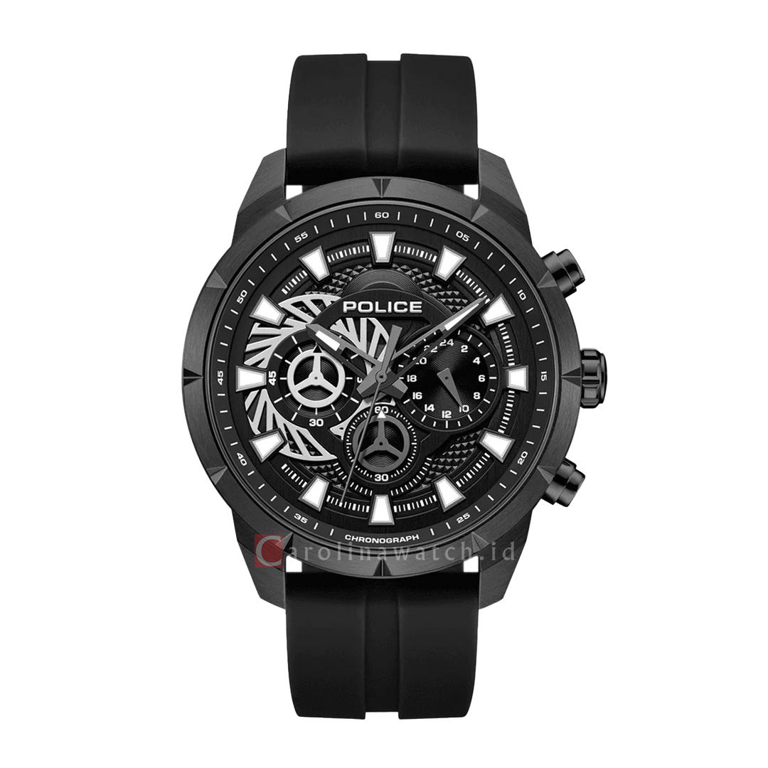 Jam Tangan Police Neist PEWGQ0092701 Men Analog Dial Black SIlicone Strap