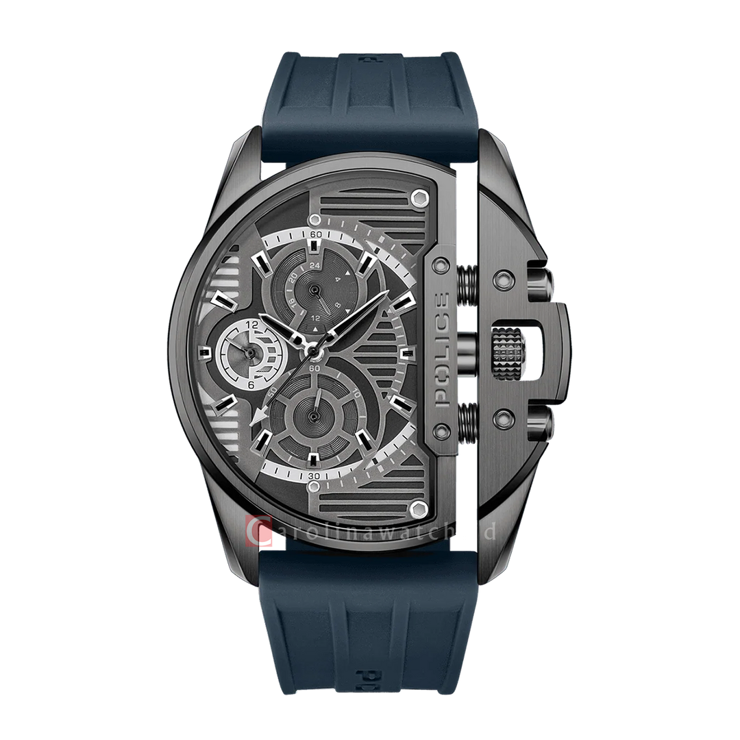 Jam Tangan Police Daintree PEWGQ2203604M Men Analog Dial Blue SIlicone Strap