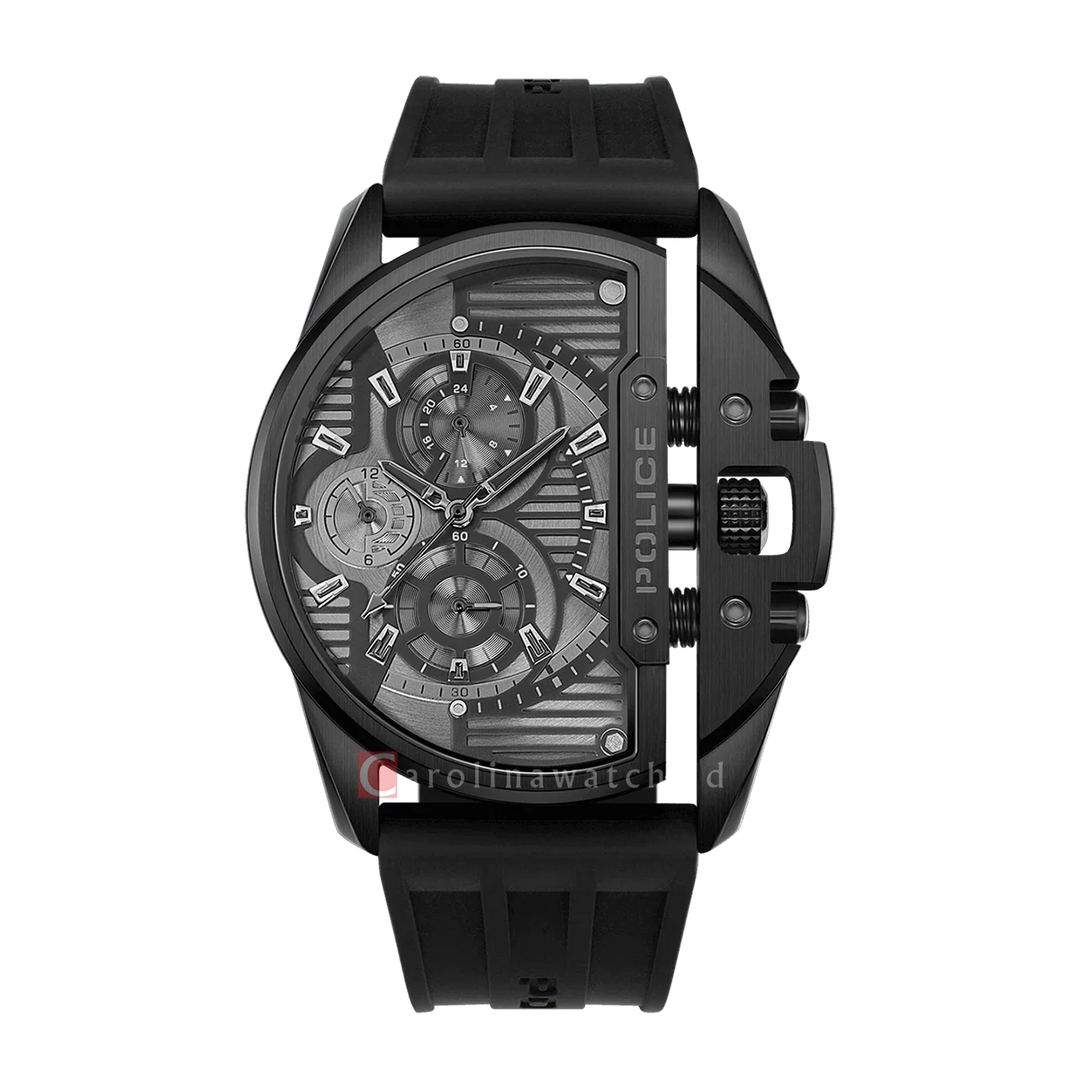 Jam Tangan Police Daintree PEWGQ2203605M Men Analog Dial Black SIlicone Strap