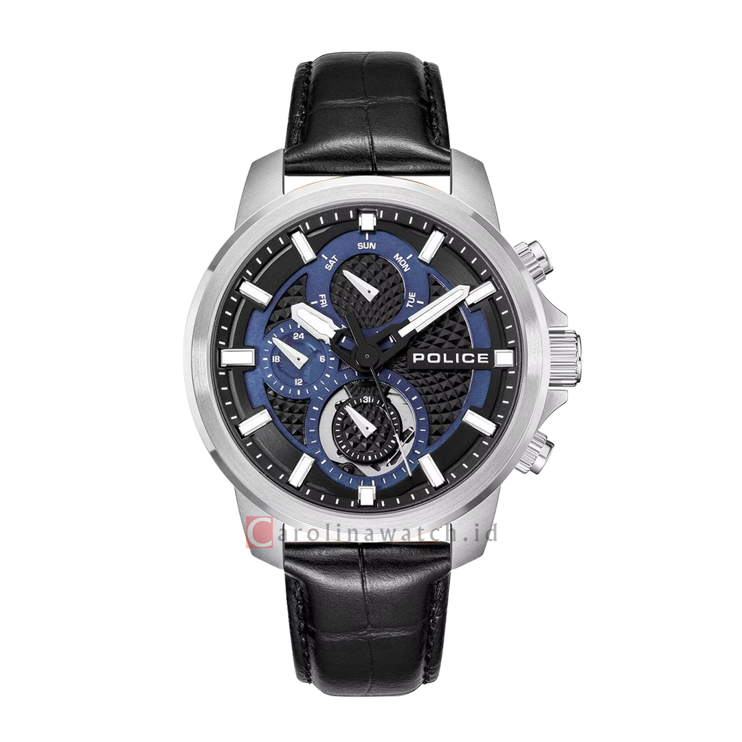 Jam Tangan Police  PEWJF0021509 Men Black Dial Black Leather Strap