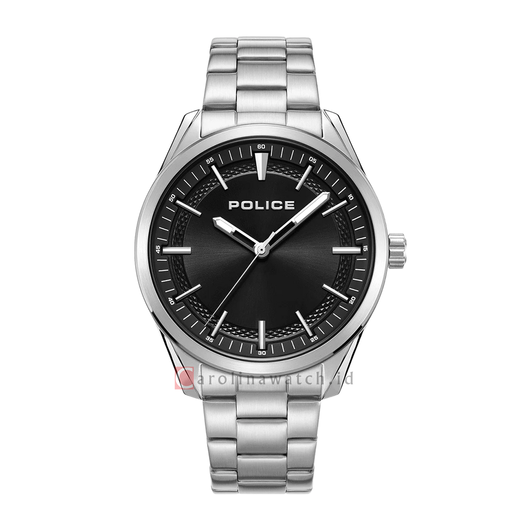 Jam Tangan Police Grille PEWJG0018205 Men Black Dial Stainless Steel Strap