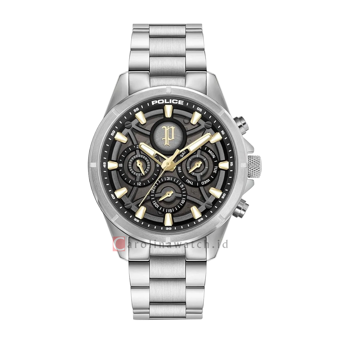Jam Tangan Police Defender Multifunction PEWJK2227814M Men Black Dial Stainless Steel Strap
