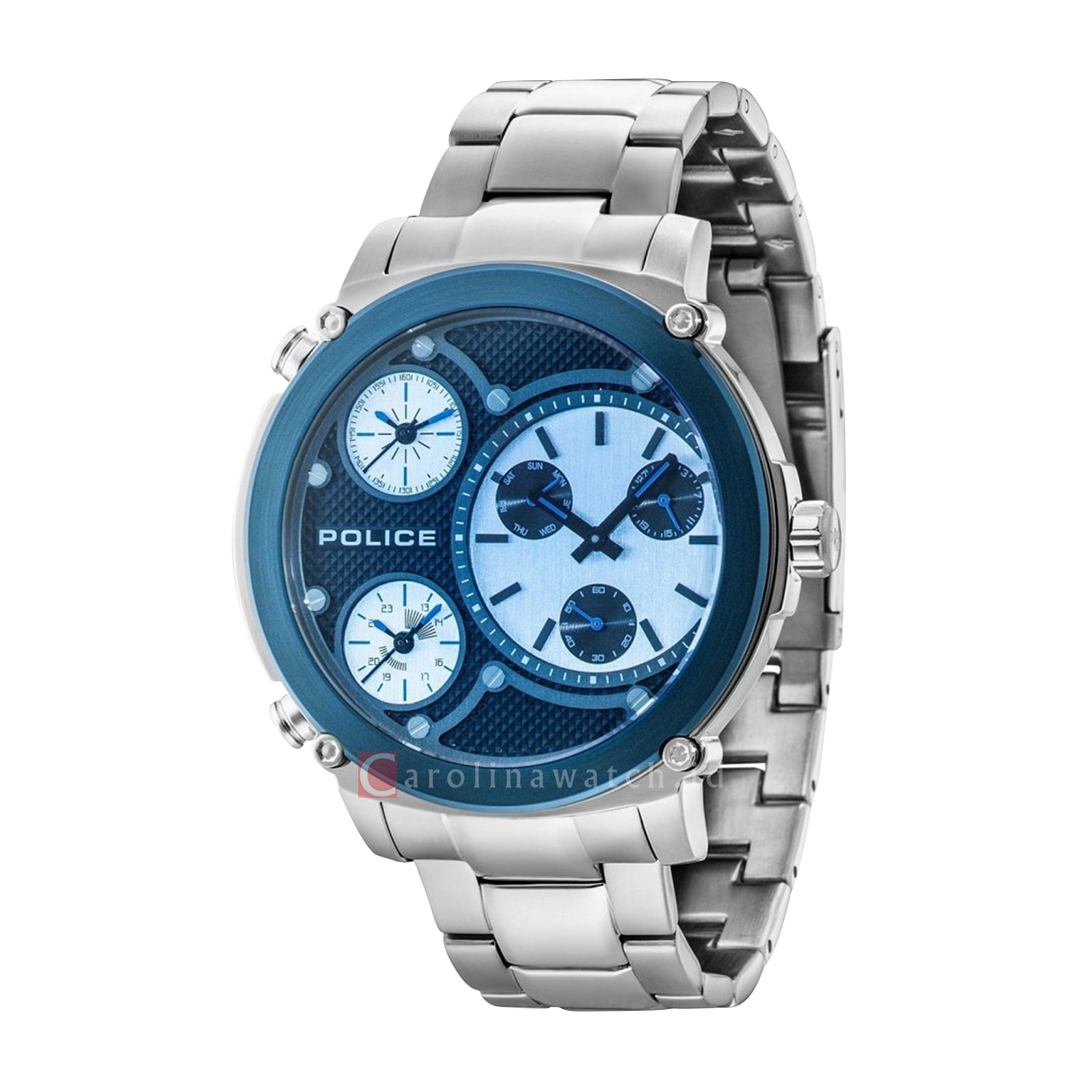 Jam Tangan Police Titan PL14830JSTBL/02M Men Blue Dial Stainless Steel Strap