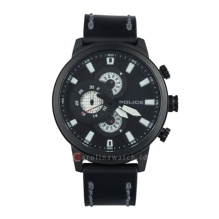 Jam Tangan Police Toronto PL15037JSB/02 Men Black Dial Black Leather Strap
