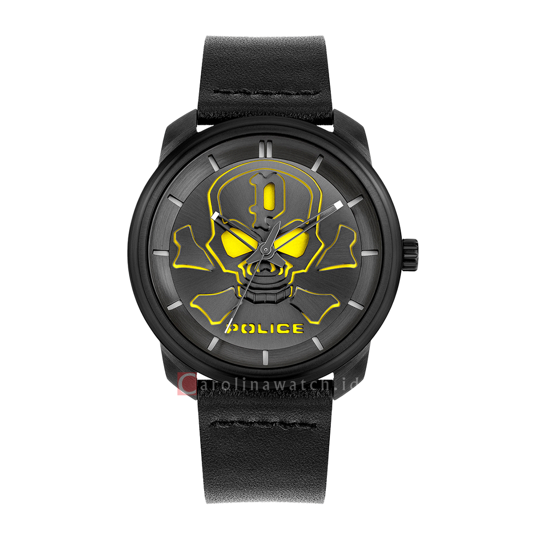 Jam Tangan Police Bleder PL15714JSB/02 Men Black Dial Black Leather Strap