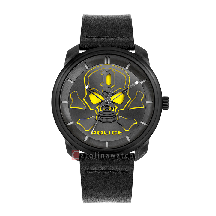 Jam Tangan Police Bleder PL15714JSB/02 Men Black Dial Black Leather Strap