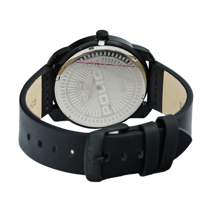 Jam Tangan Police Bleder PL15714JSB/02 Men Black Dial Black Leather Strap
