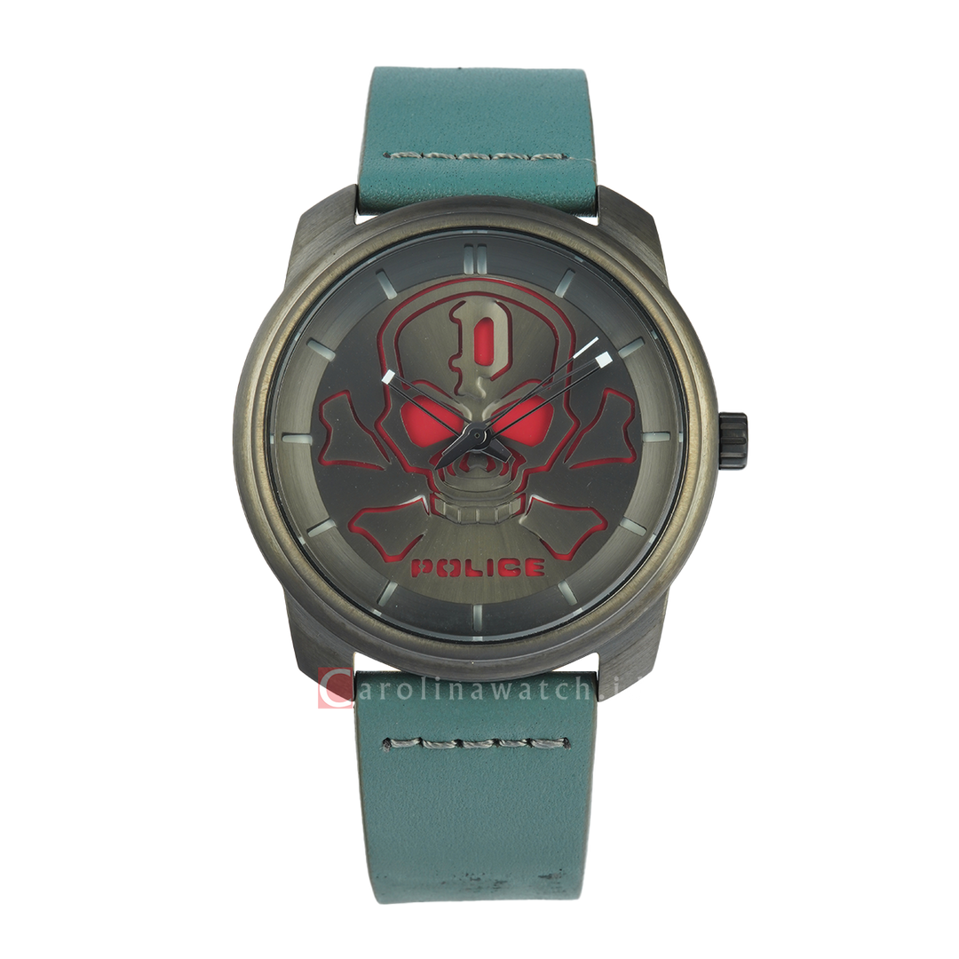 Jam Tangan Police Bleder PL15714JSU/61 Men Grey Dial Grey Leather Strap