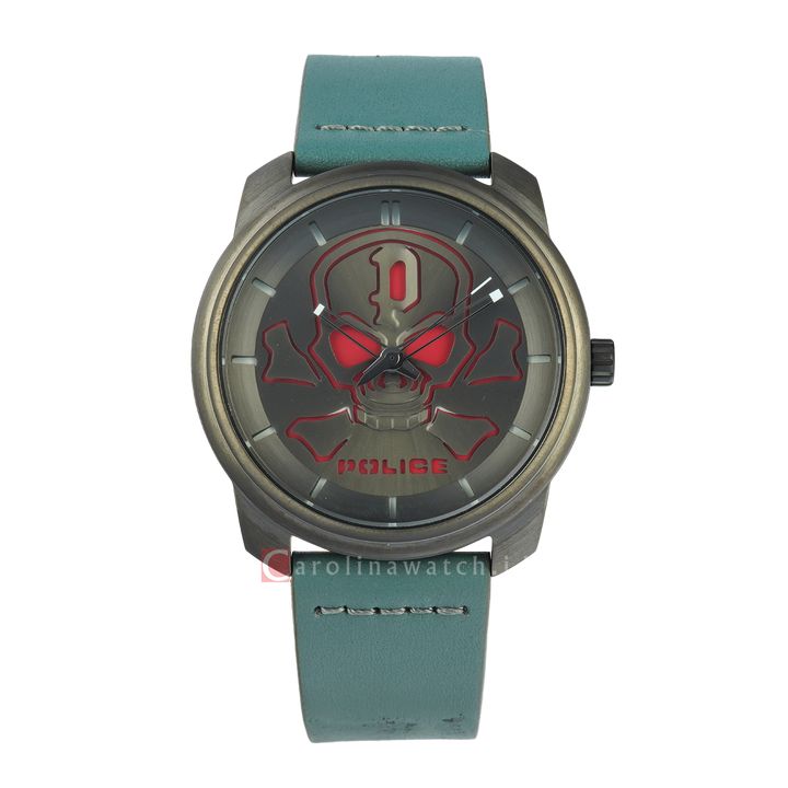 Jam Tangan Police Bleder PL15714JSU/61 Men Grey Dial Grey Leather Strap