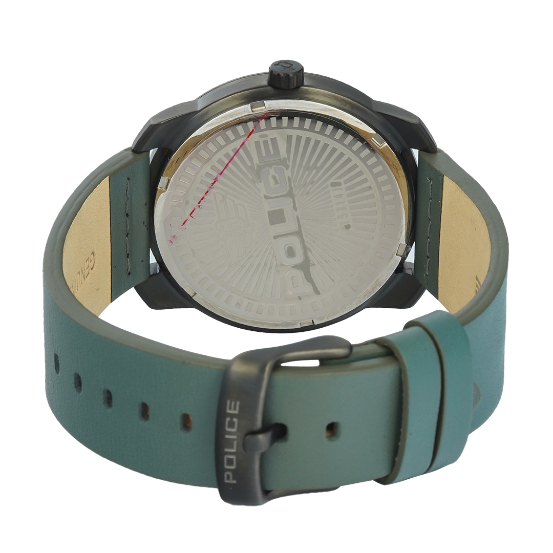 Jam Tangan Police Bleder PL15714JSU/61 Men Grey Dial Grey Leather Strap