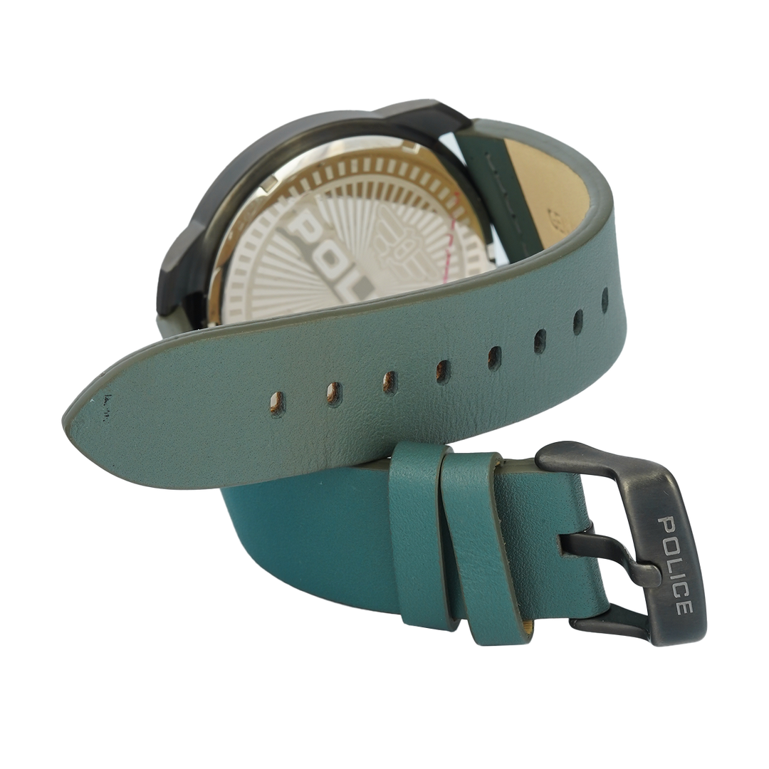 Jam Tangan Police Bleder PL15714JSU/61 Men Grey Dial Grey Leather Strap