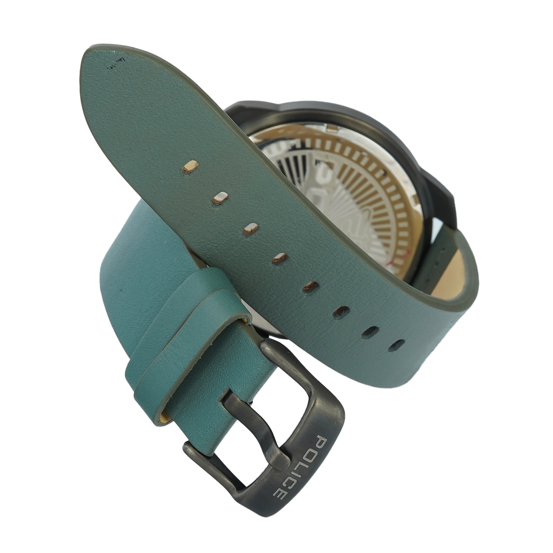 Jam Tangan Police Bleder PL15714JSU/61 Men Grey Dial Grey Leather Strap