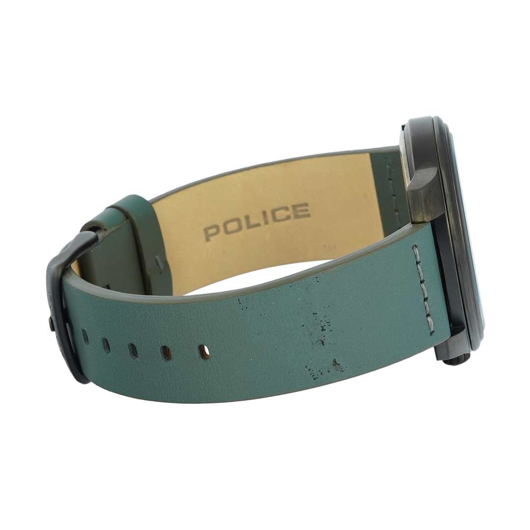 Jam Tangan Police Bleder PL15714JSU/61 Men Grey Dial Grey Leather Strap