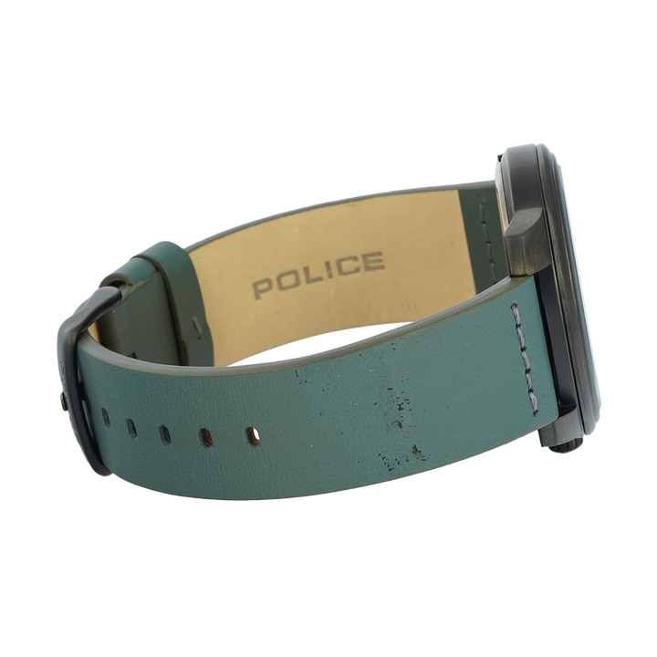 Jam Tangan Police Bleder PL15714JSU/61 Men Grey Dial Grey Leather Strap